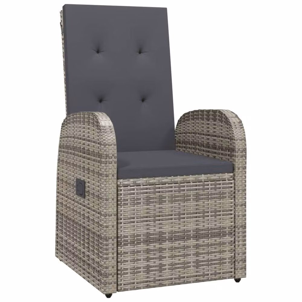 Berkfield Home 3 Piece Garden Dining Set in Grey Poly Rattan and Solid Acacia Wood – 4
