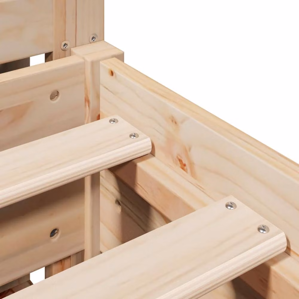 Berkfield Home Small Double Decorative Bed Frame in Natural Solid Pine, W/D/H: 120 x 200 cm – 3