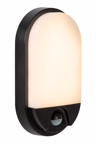 Lucide HUPS IR LED Outdoor Wall Light, Black, with Motion and Dusk Sensors, 3000K Warm White, IP54
