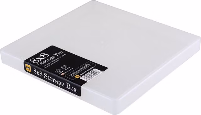 WestonBoxes Silver and Transparent Plastic Scrapbook Paper and Card Storage Box for 8 x 8 inch Pads