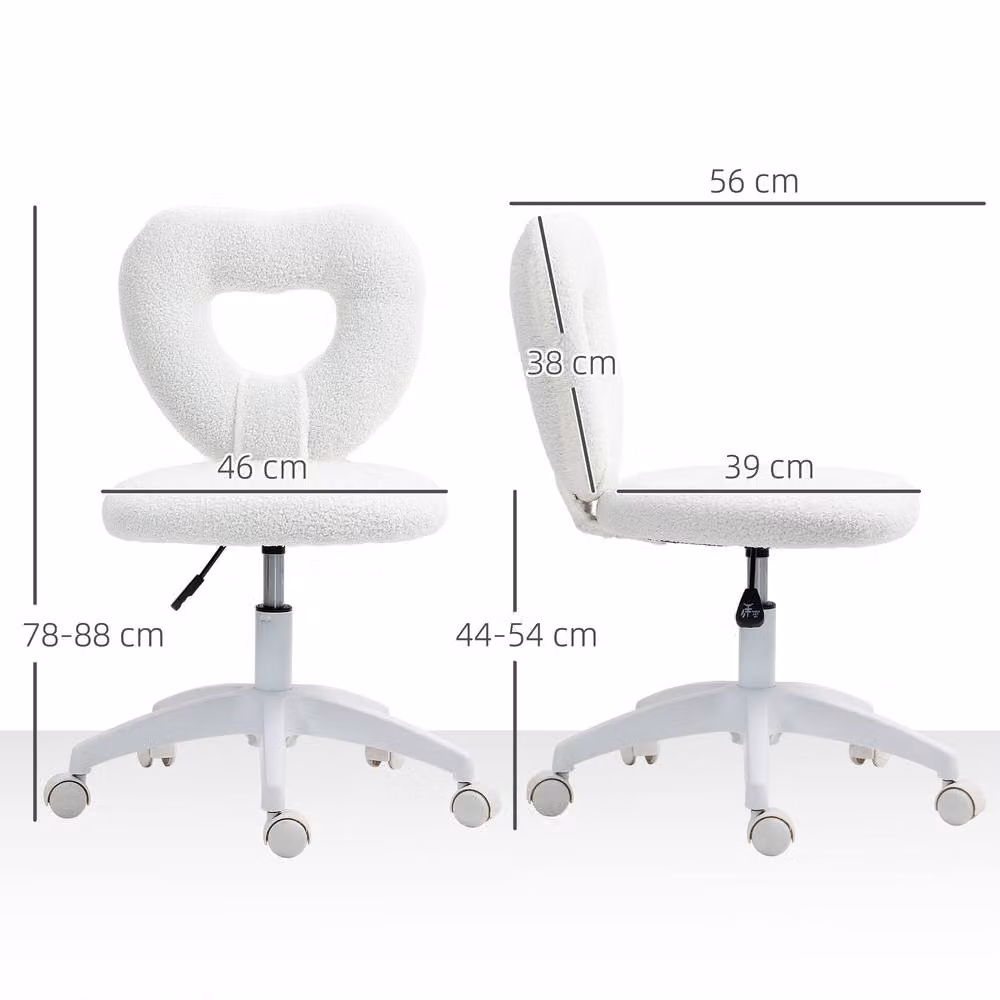 STILVORA White Bouclé Fabric Height Adjustable Swivel Task Chair for Home Office, W/D/H: 56 x 45 x 120 cm – 2