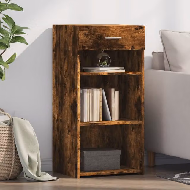 Berkfield Home Modern Smoked Oak Sideboard in Brown, W/D/H: 45 x 42.5 x 93 cm – 1