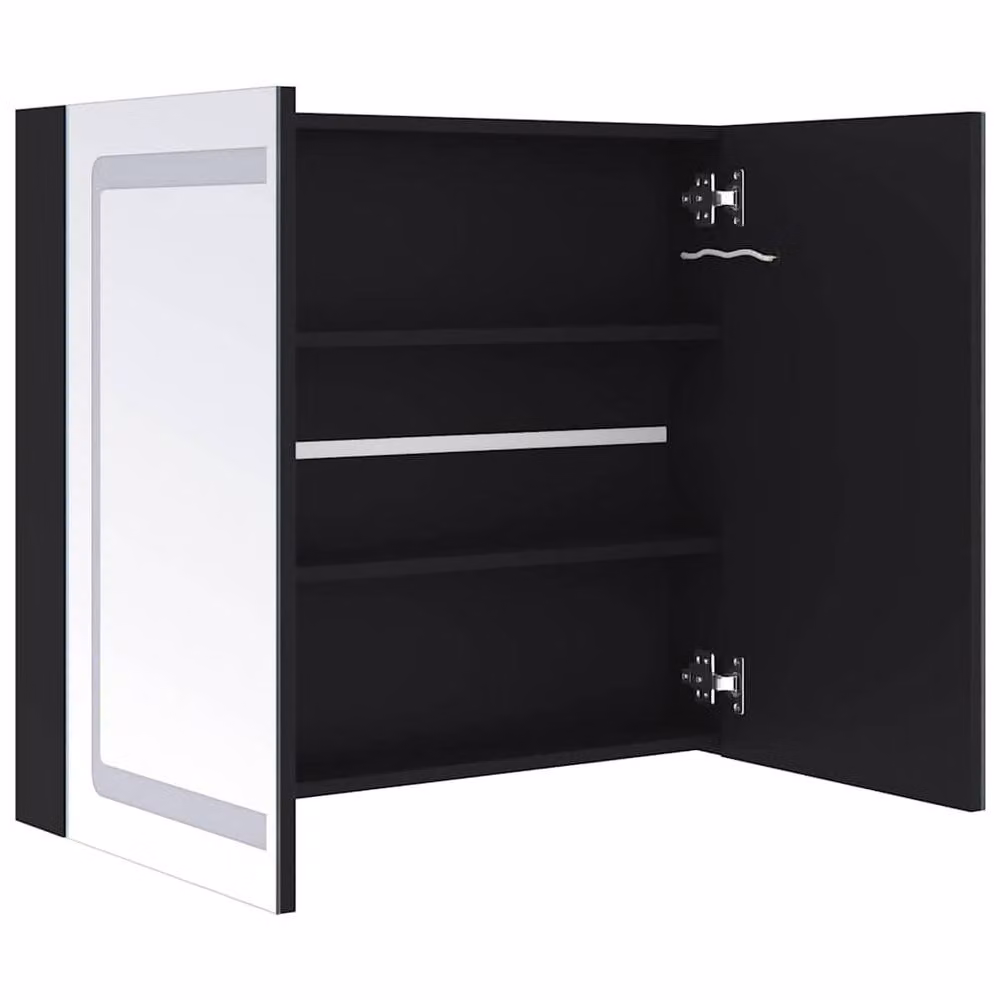 Berkfield Home LED Bathroom Mirror Cabinet in Black, W/D/H: 80 x 12.2 x 68 cm – 2