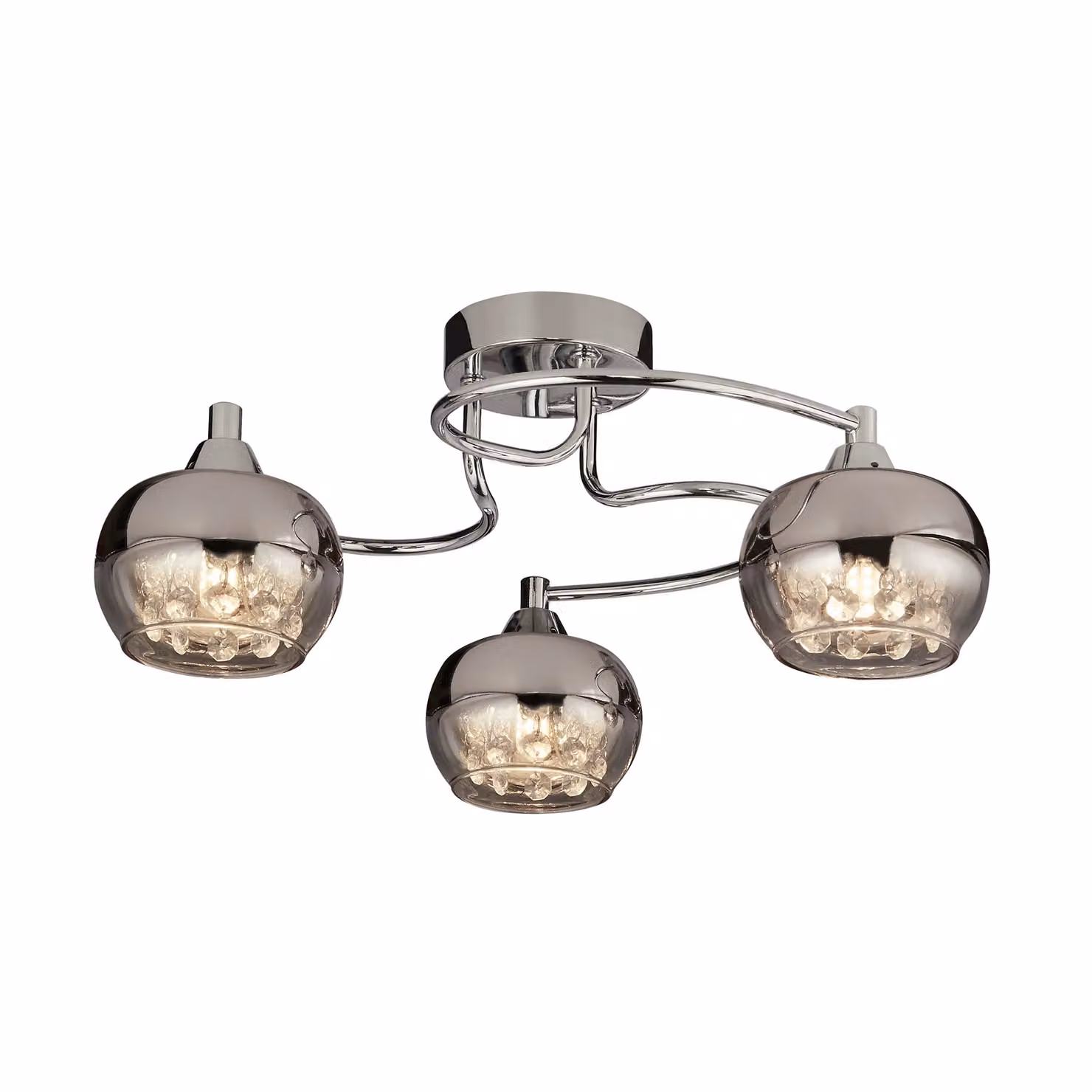 Lighting Collection 3-Light Rose Chrome and Glass Ceiling Flush Light with Crystal Decorations – 2