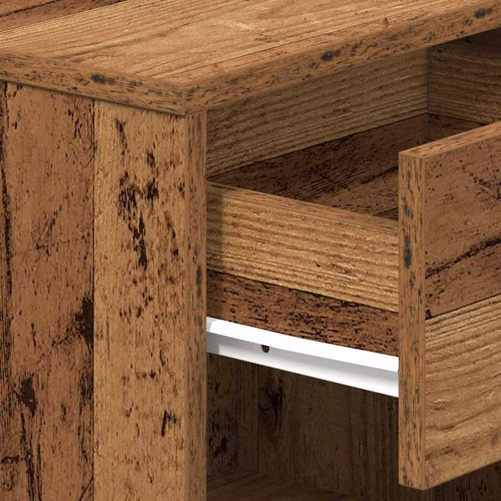 Berkfield Home Bedside Cabinet with Drawer in Old Wood Grey, W/D/H: 39 x 28 x 41 cm – 4