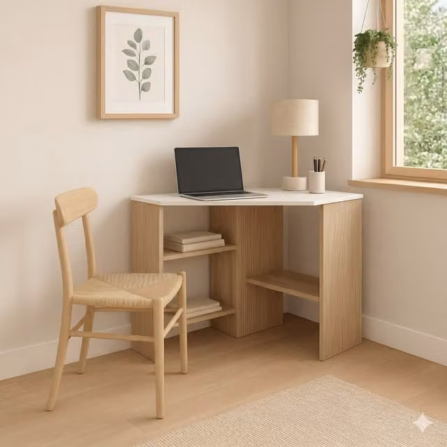 Decorotika Modern White Corner Computer Desk