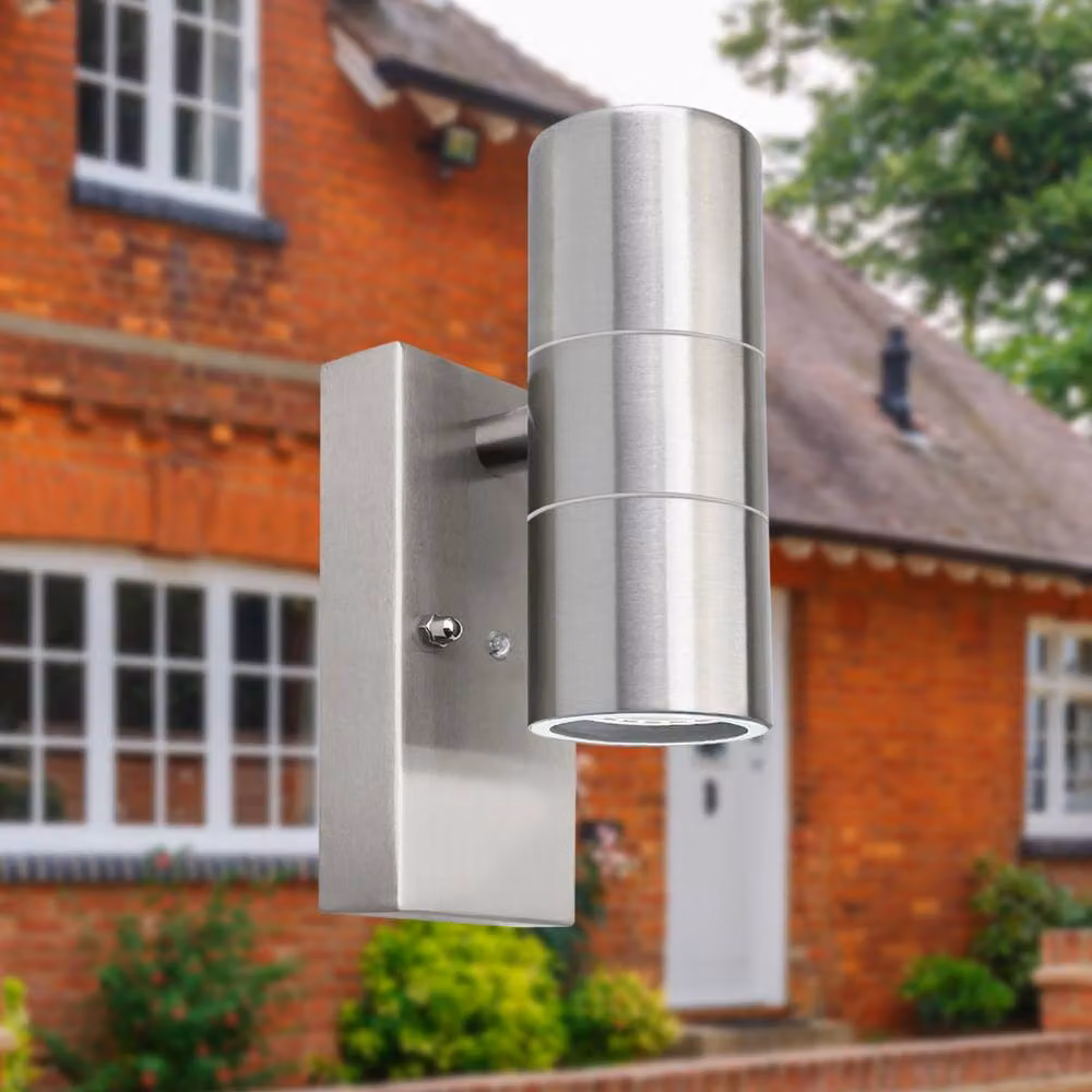First Choice Lighting Blaze Marine Grade Stainless Steel Dusk Sensor Wall Light in Silver – 3