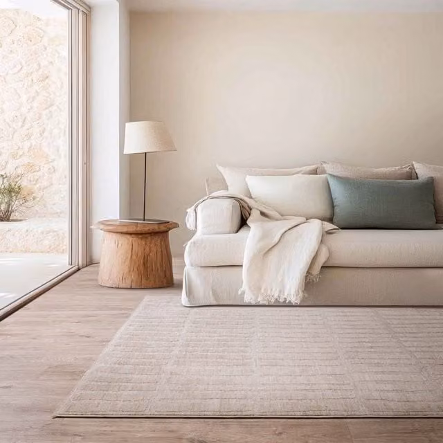 The Rug Shop UK Machine Woven Modern Abstract Area Rug in Sand and Beige, W: 200 cm, D: 300 cm