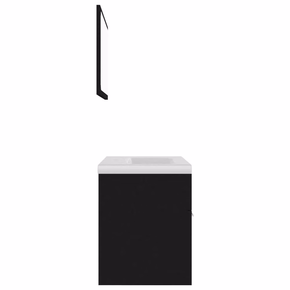 Berkfield Home Modern Black Matt Bathroom Furniture Set with Ceramic Basin – 2