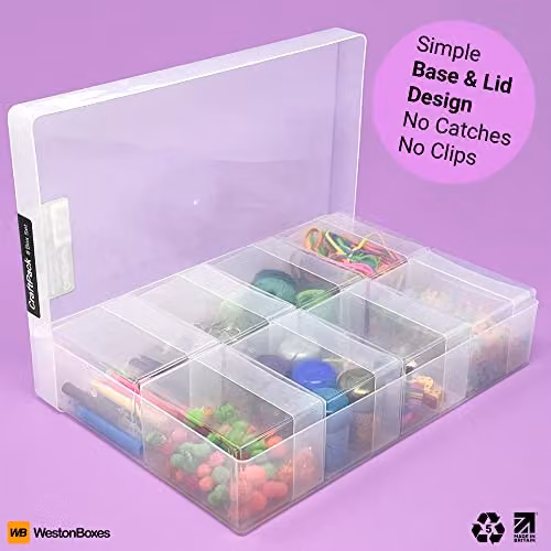 WestonBoxes CraftPack Small Plastic Storage Box Multi-Pack with Lids, Transparent, 8 Pack – 2