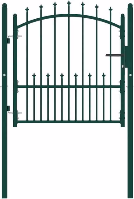 Berkfield Home Green Steel Spiked Swing Fence Gate, W/H: 100 x 100 cm