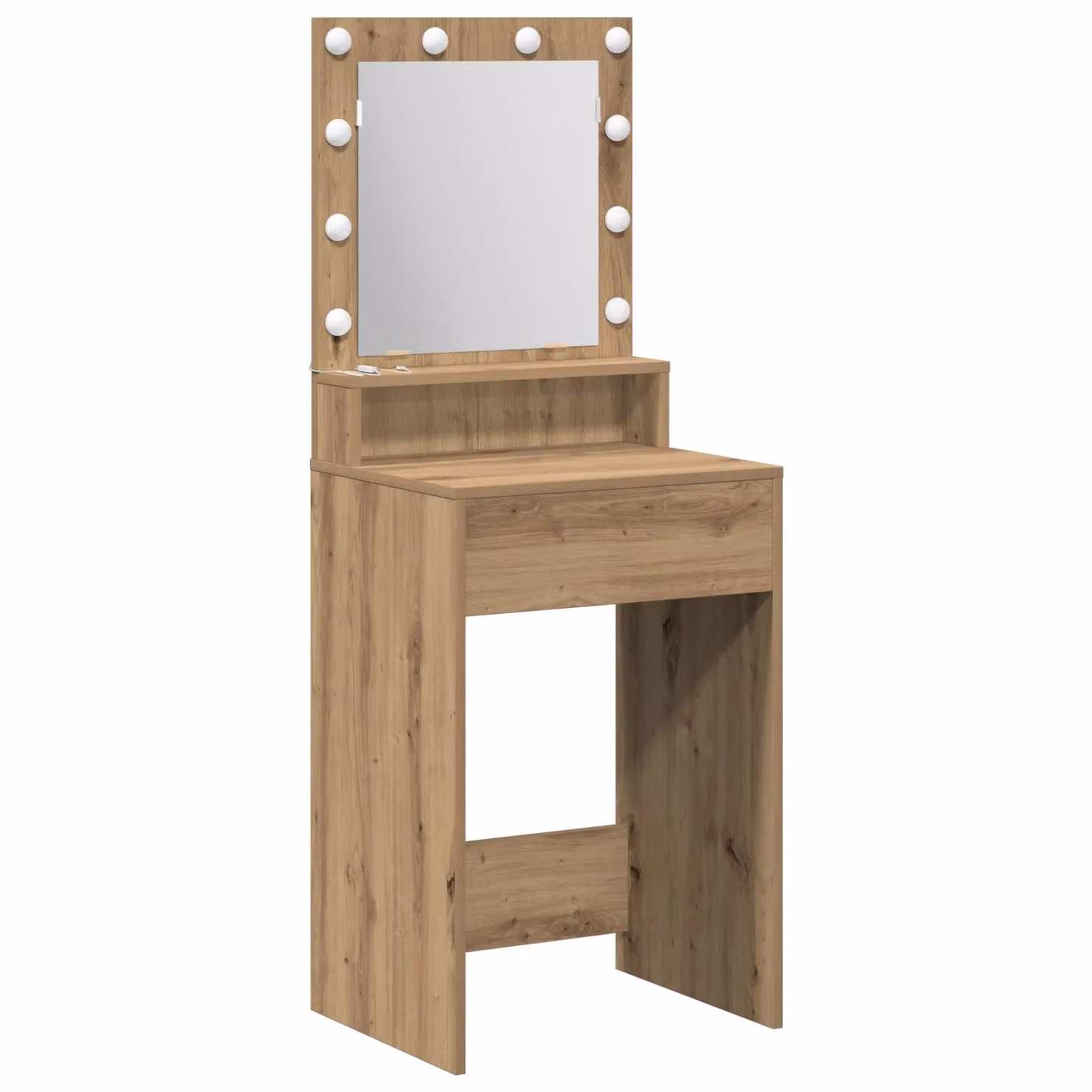 Berkfield Home LED Lighted Dressing Table in Artisan Oak, Brown, W/D/H: 50 x 41 x 135 cm – 2