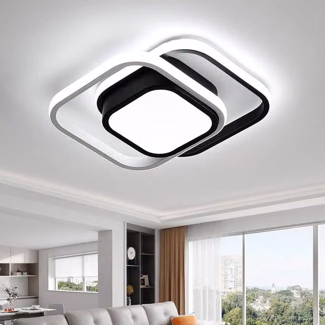 Goeco Modern Square LED Ceiling Light, 32W, Tri-colour CCT, White