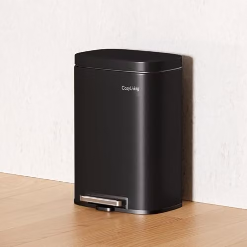 MCC Direct 12L Black Steel Pedal Bin with Soft Close Lid and Removable Inner Bucket – 3