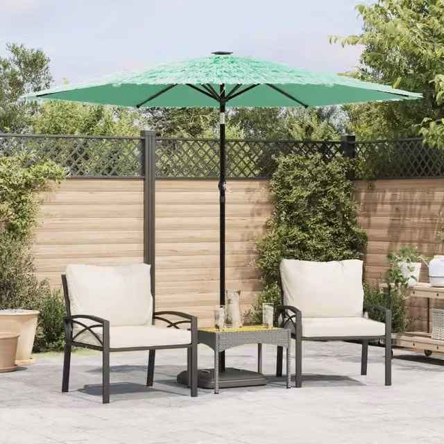 Berkfield Home Garden Parasol in Green with Steel Pole, W/D/H: 268 x 268 x 226 cm