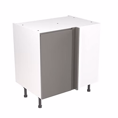 KITCHEN KIT Flatpack Blind Corner Base Cabinet with J-Pull Soft Close Doors, Dust Grey Matt, W: 80.0 cm, H: 87.0 cm, D: 65.0 cm