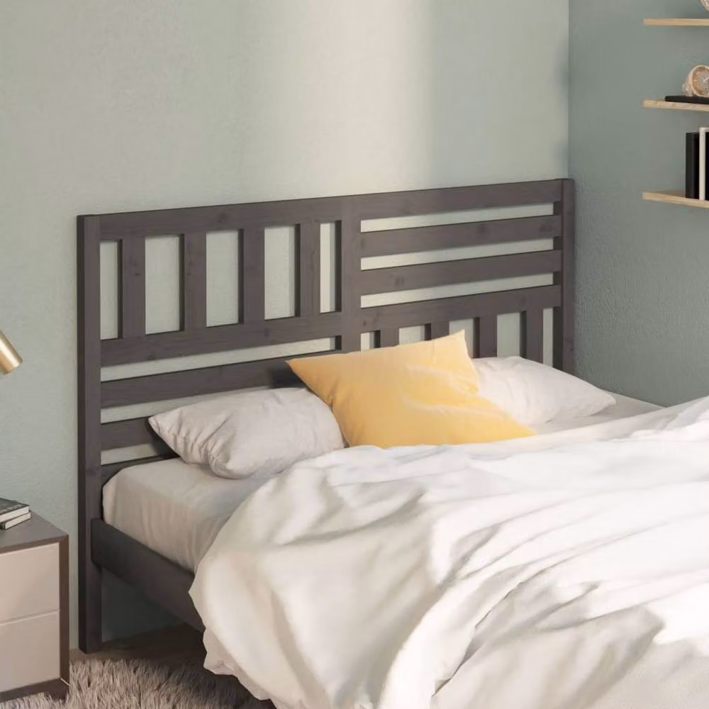 Berkfield Home Grey Solid Pine Wood Bed Headboard, W: 156 cm, D: 4 cm, H: 100 cm – 2
