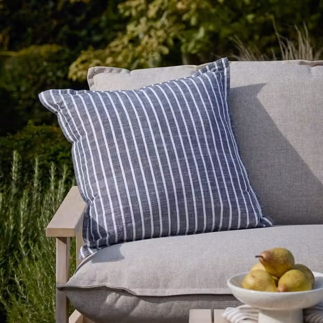 Yard Hessle Stripe Navy Blue Square Outdoor Filled Cushion W/D/H: 45 x 45 x 45 cm