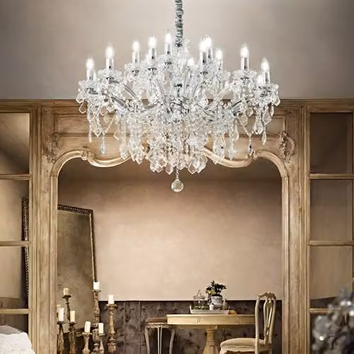 Netlighting Florian 18 Light Crystal Chandelier in Chrome and Clear Glass with E14 Bulbs – 3