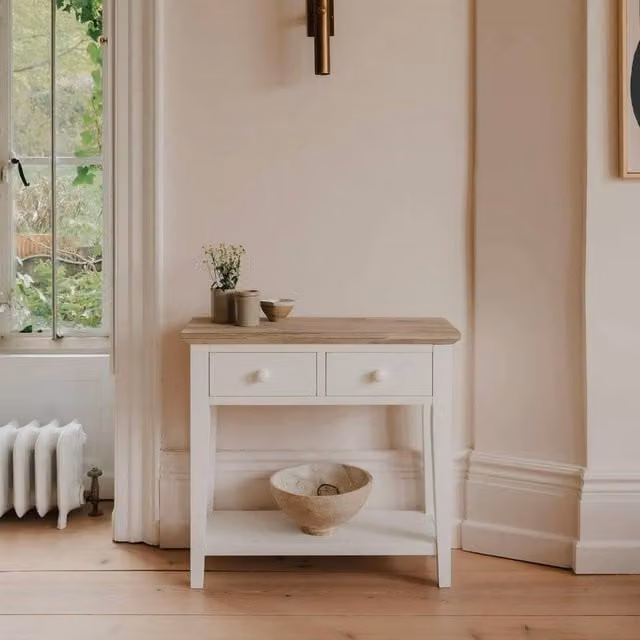 Statement Furniture Florence Console Table in White with 2 Drawers, W/D/H: 82.5 x 32.5 x 76 cm – 1