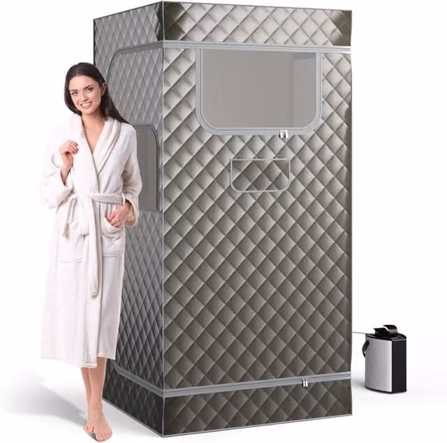 Costway Portable Full Body Steam Sauna Box with 3L Steam Generator in Grey