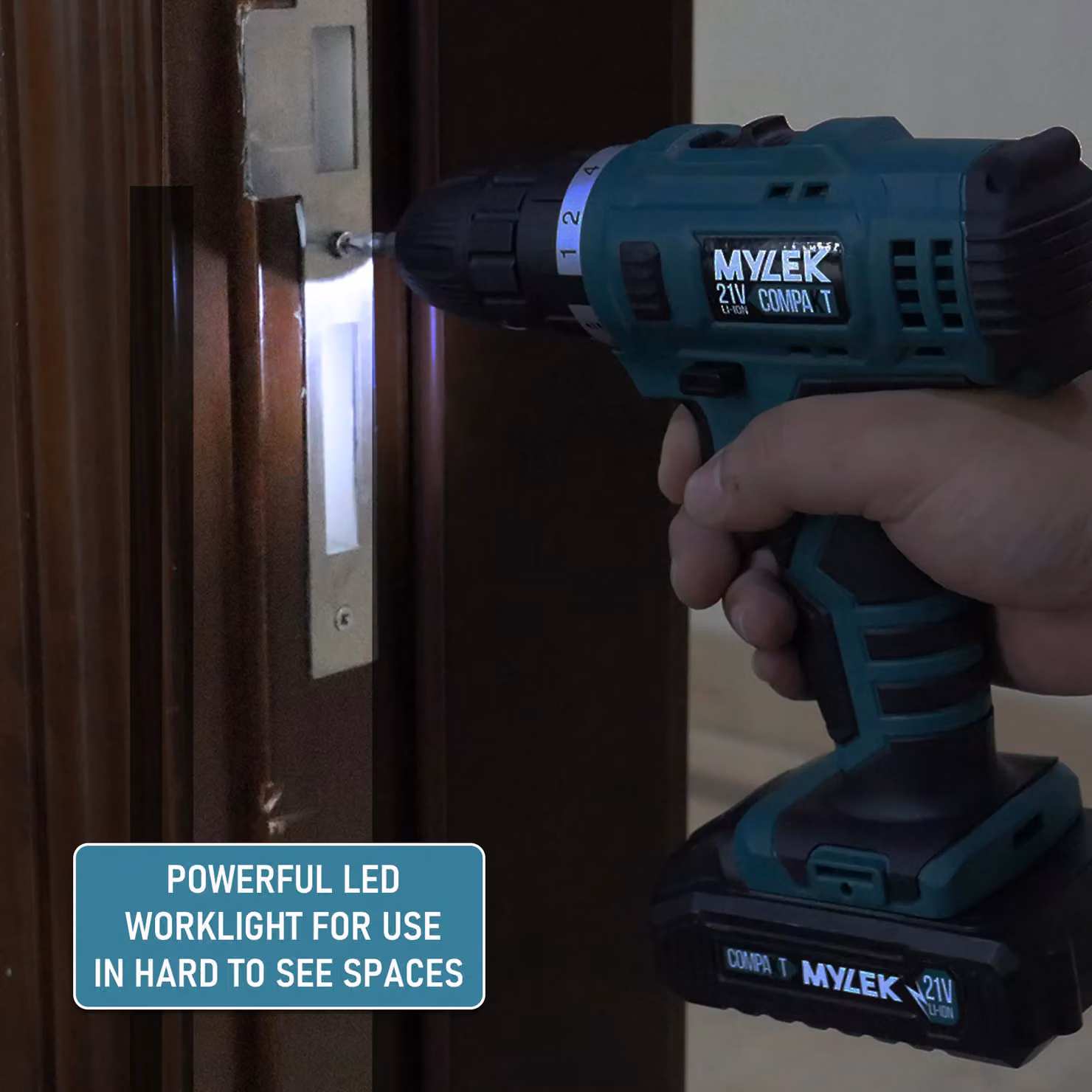 MYLEK 21V Cordless Li-ion Electric Drill and Screwdriver Set in Blue – 5