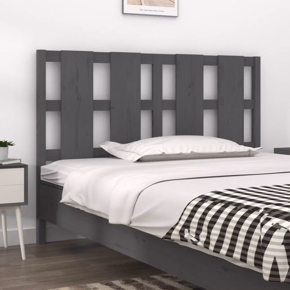 Berkfield Home Grey Rustic Solid Pine Wood Bed Headboard W: 145.5 cm, D: 4 cm, H: 100 cm – 2