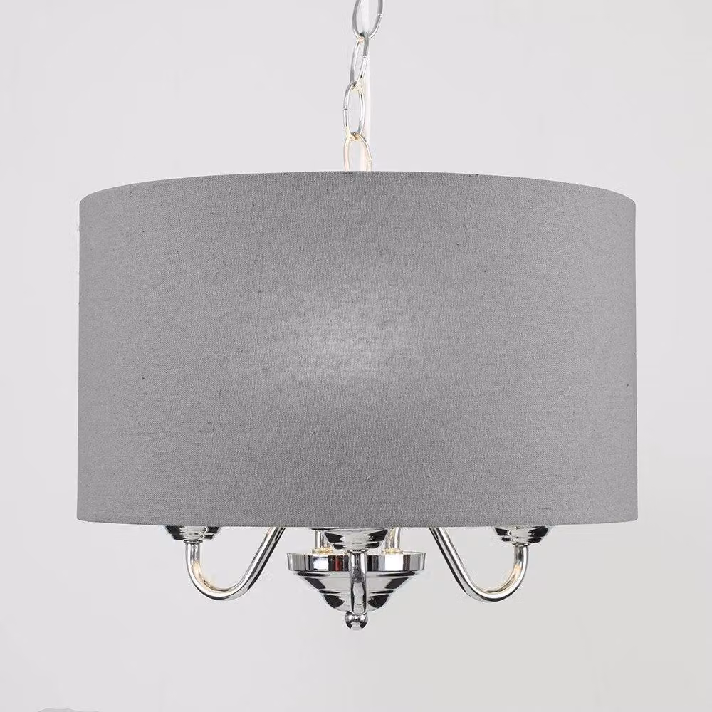 ValueLights Rocha 3 Way Silver Chrome Metal Suspended Cylinder Ceiling Light Pendant – 2