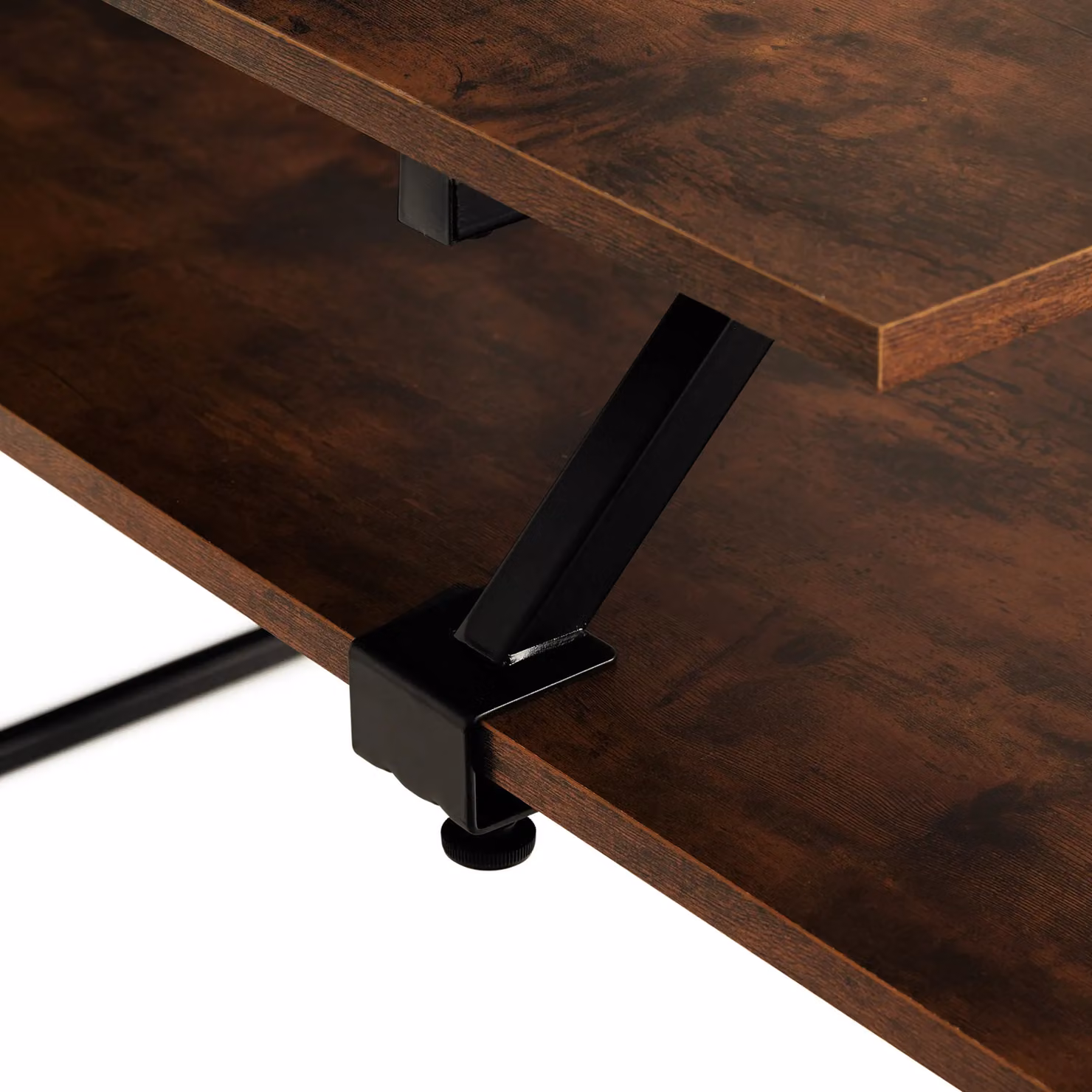 tectake Melrose Corner Desk with Movable Monitor Stand in Brown and Black, W/D/H: 140 x 130 x 76.5 cm – 8