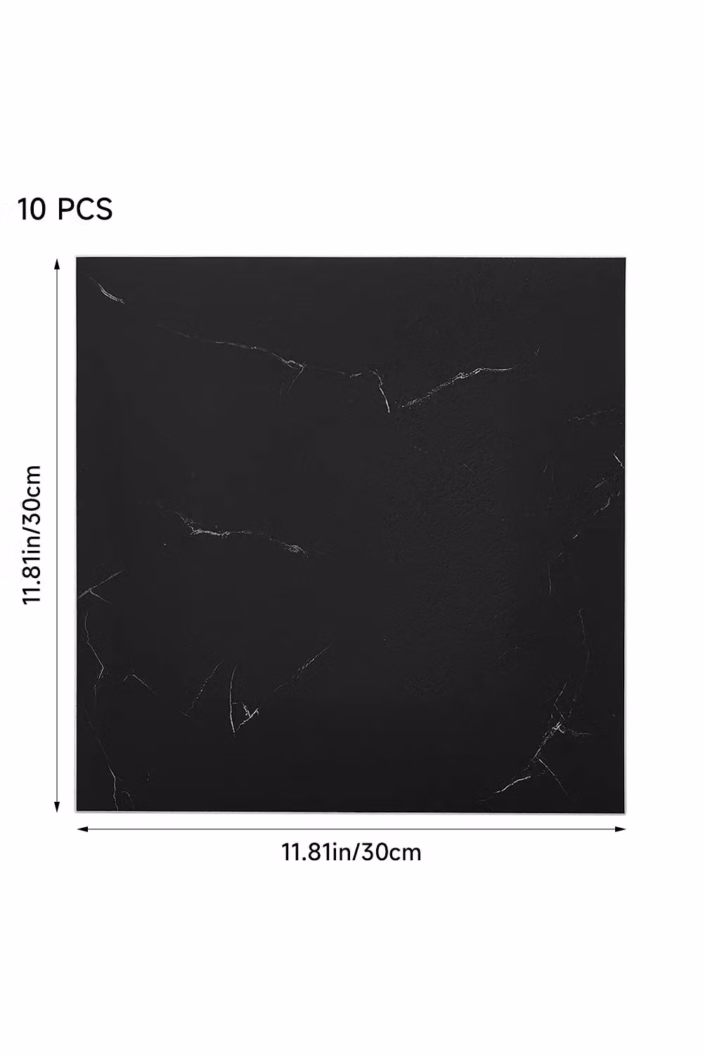 Living and Home 10-Piece Black Marble Effect Self-Adhesive PVC Flooring Tiles, 30 x 30 cm – 3