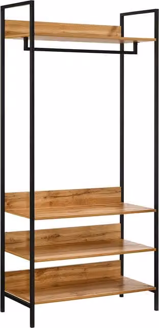 Timber Art Design Zahra 4 Tier Double Open Wardrobe Storage Cupboard in Brown, W: 63.8 cm, D: 40 cm, H: 63.8 cm