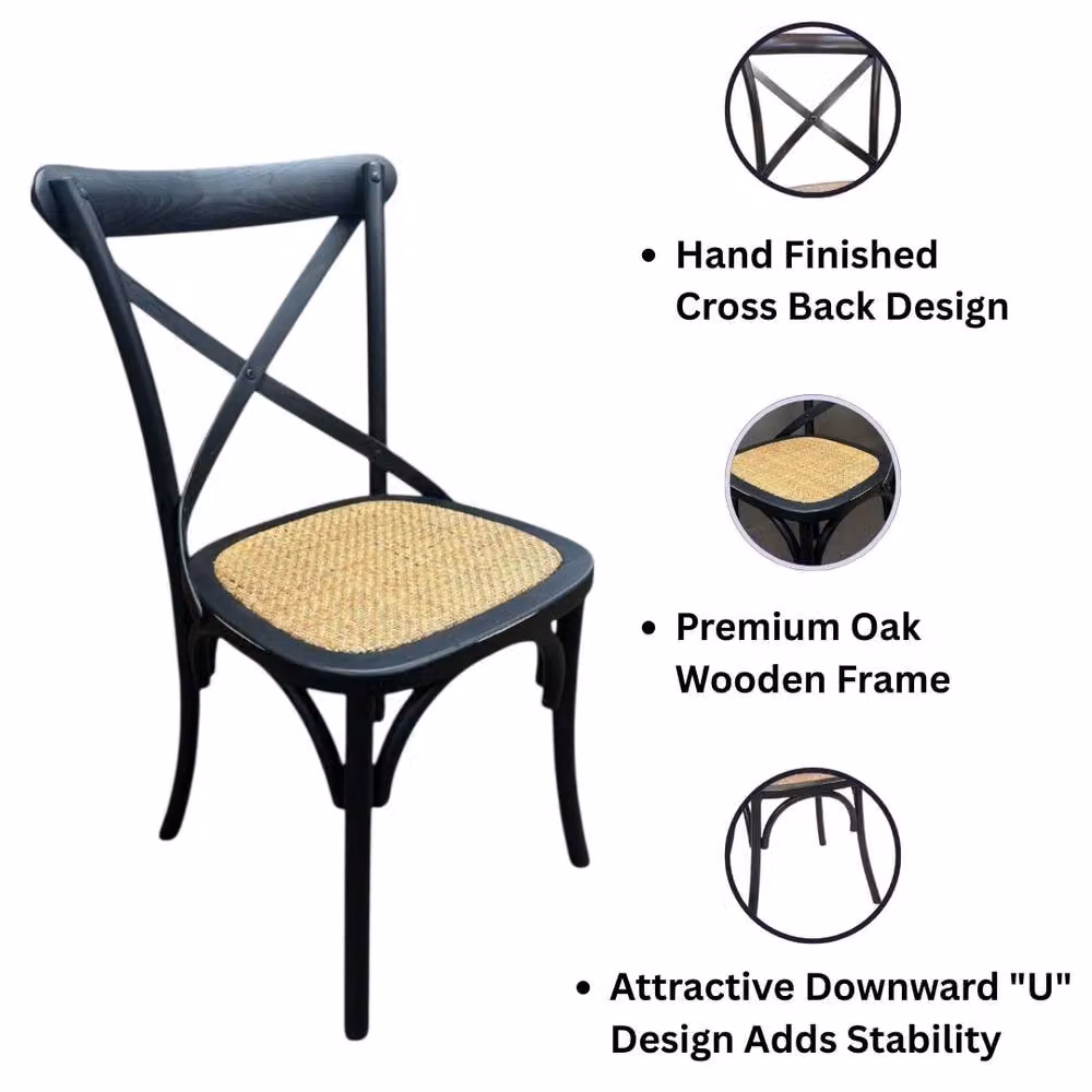 Havendro Black Cross Back Dining Chair in Matt Wood – 3