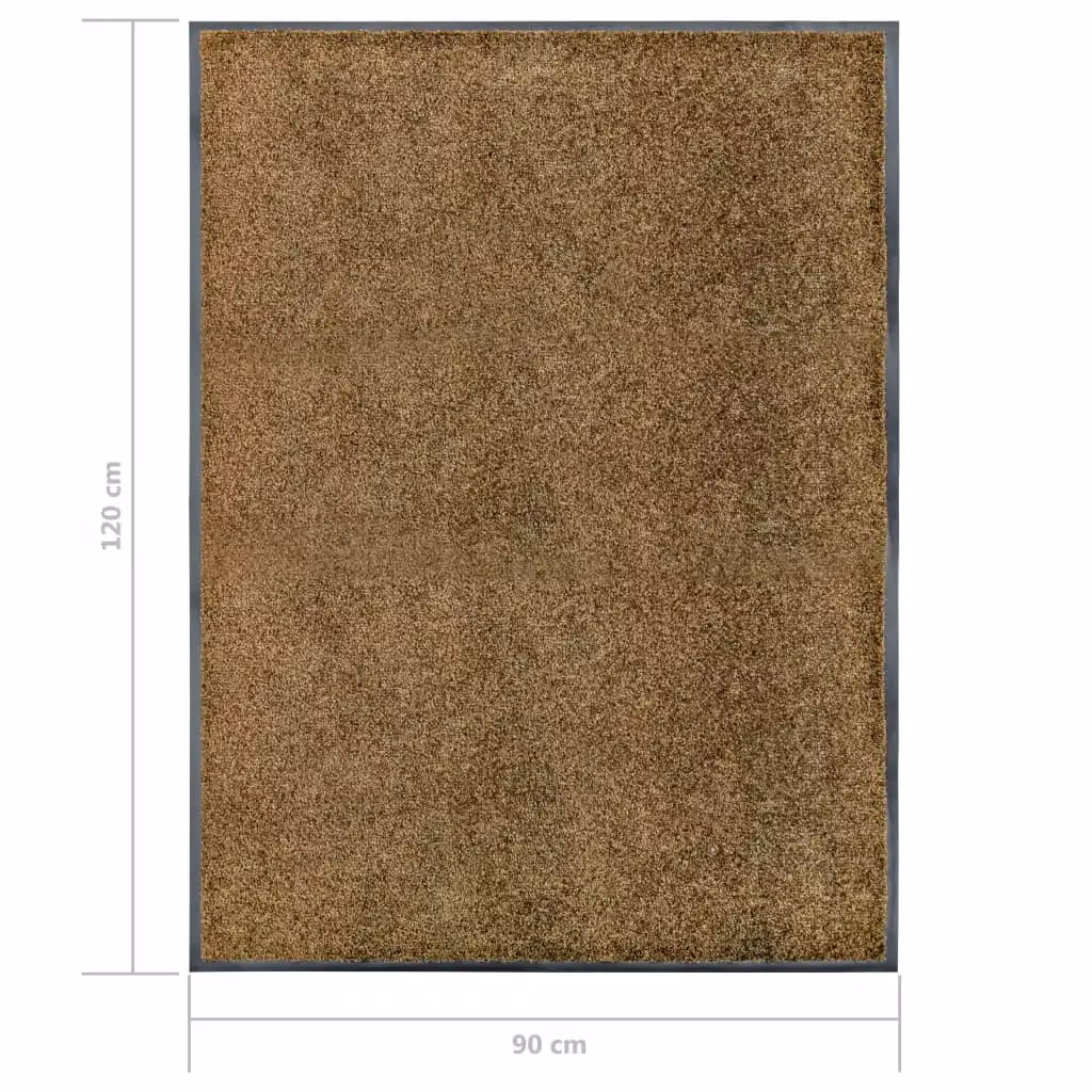 Berkfield Home Washable Non-Slip Brown Rectangular Doormat W: 90 cm, L: 120 cm – 3