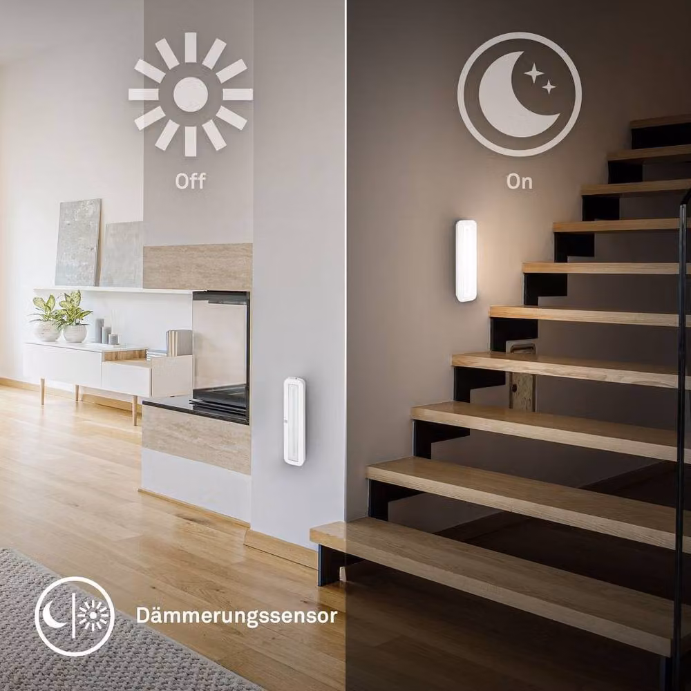 Briloner White Rechargeable LED Under Cabinet Light with Motion and Dusk Sensor, W/D/H: 30.5 x 6.5 x 2 cm – 6