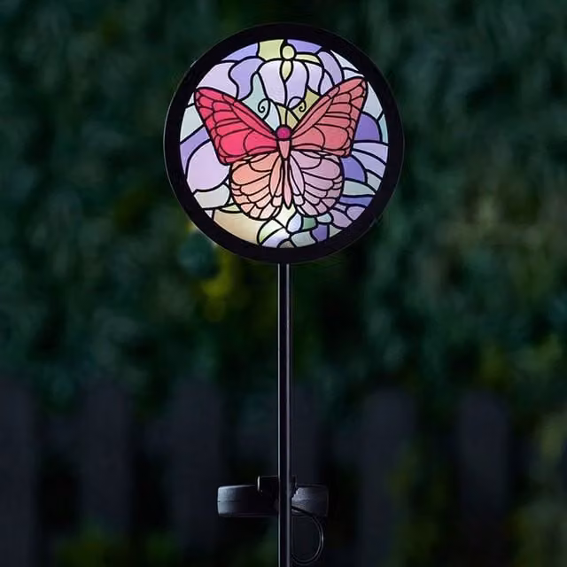 Garden Mile Solar Garden Insect Stake Light in Pink, Purple, Peach, and Black
