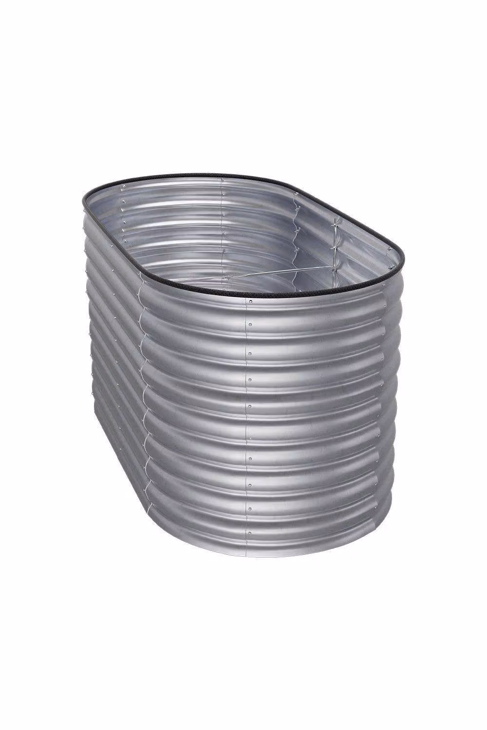 H&O Direct Silver Oval Galvanised Steel Raised Garden Bed W: 160 cm, D: 80 cm, H: 80 cm – 3
