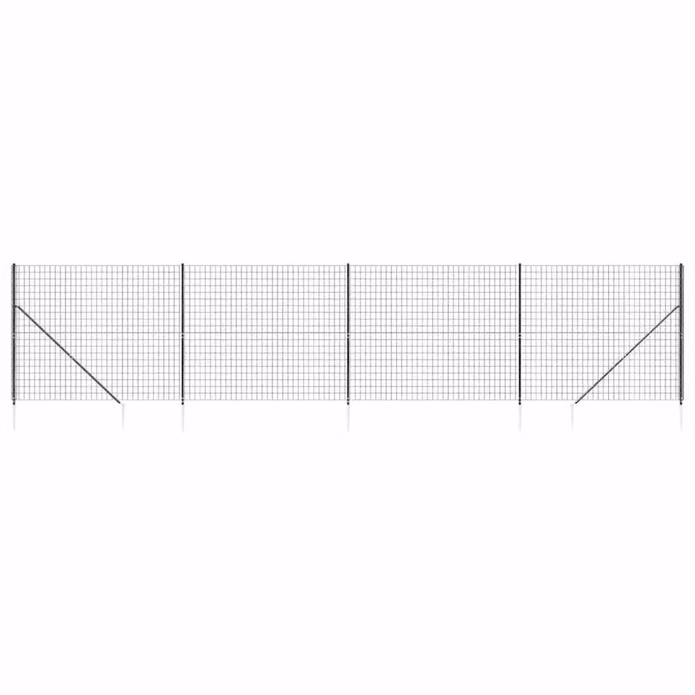 Berkfield Home Durable PVC-Coated Wire Mesh Fence with Spike Anchors, Anthracite Black, W: 10 m, H: 1.6 m – 2