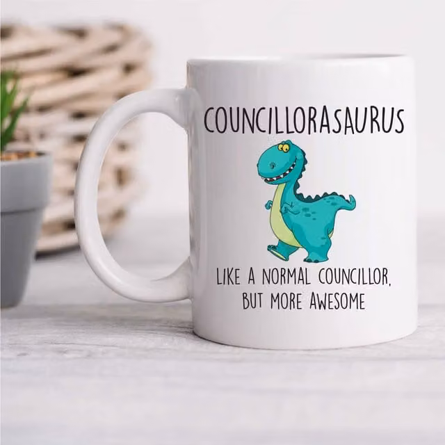 60 Second Makeover Councillorasaurus Ceramic Mug in White