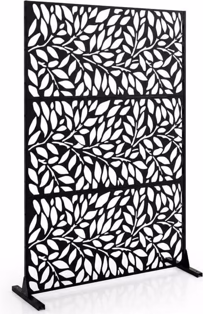 Costway Metal Outdoor Privacy Screen and Decorative Room Divider in Black, Height: 183 cm