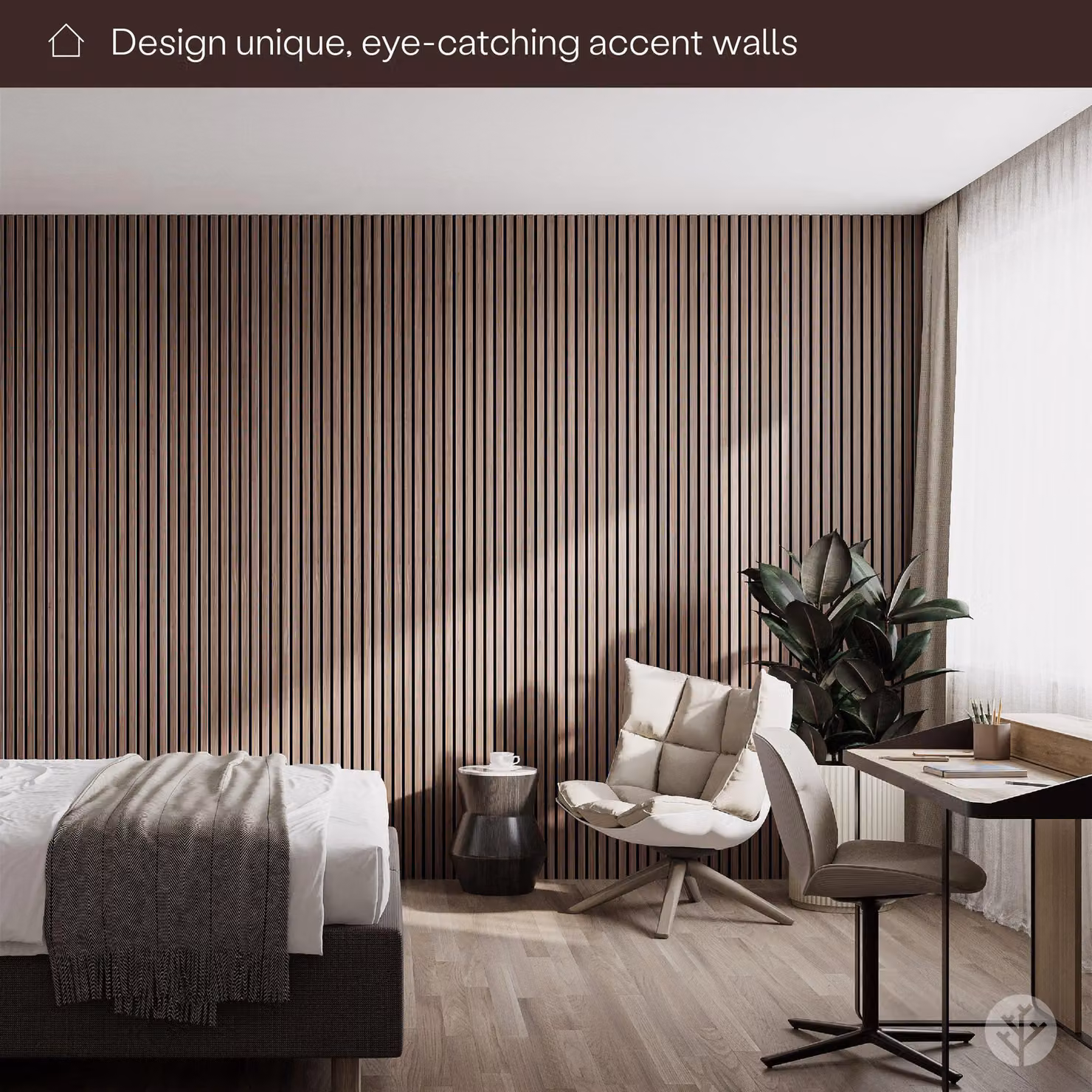 The Wood Veneer Hub WVH Essential Walnut Acoustic Wood Slat Wall Panels in Brown – 2