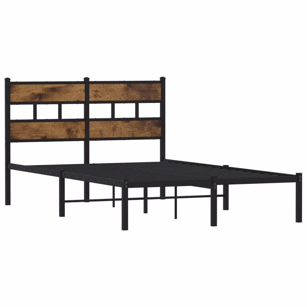 Berkfield Home Metal Bed Frame in Smoked Oak Brown, W/D/H: 120 x 200 cm – 3