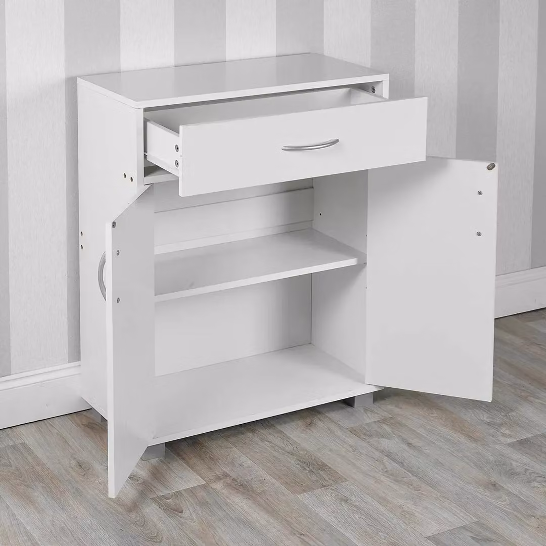 EONLION Small 2-Door Wooden Sideboard with Drawer, White Modern Hallway Storage Cabinet – 3