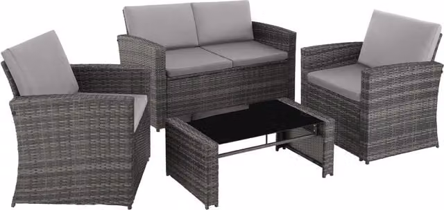 tectake Jesolo Garden Furniture Set in Light Grey for 4 People – 1