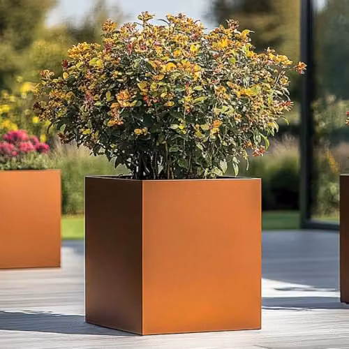 Access Garden Products Copper Galvanised Steel Square Planter W/D/H: 40 x 40 x 40 cm