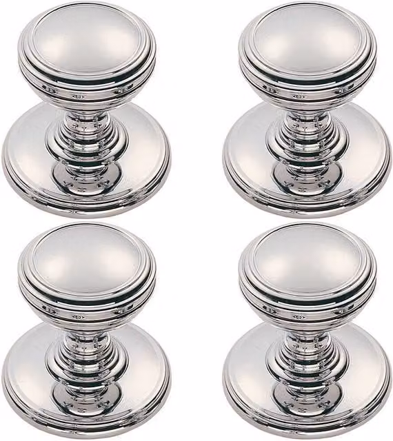 Loops 4x Ringed Tiered Cupboard Door Knobs in Polished Chrome, 38mm Diameter – 1