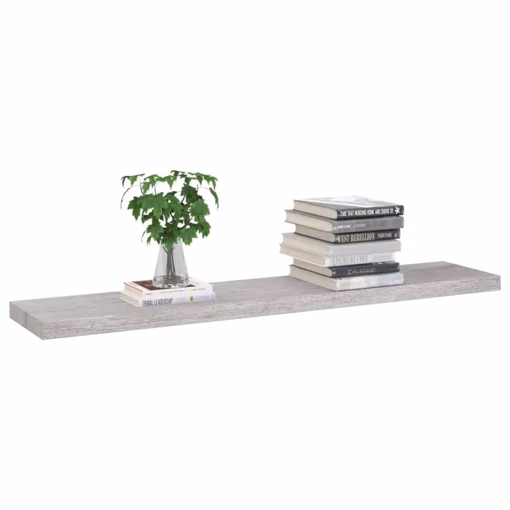 Berkfield Home Set of 4 Floating Wall Shelves in Concrete Grey MDF, W: 120 cm, D: 23.5 cm, H: 4 cm – 2