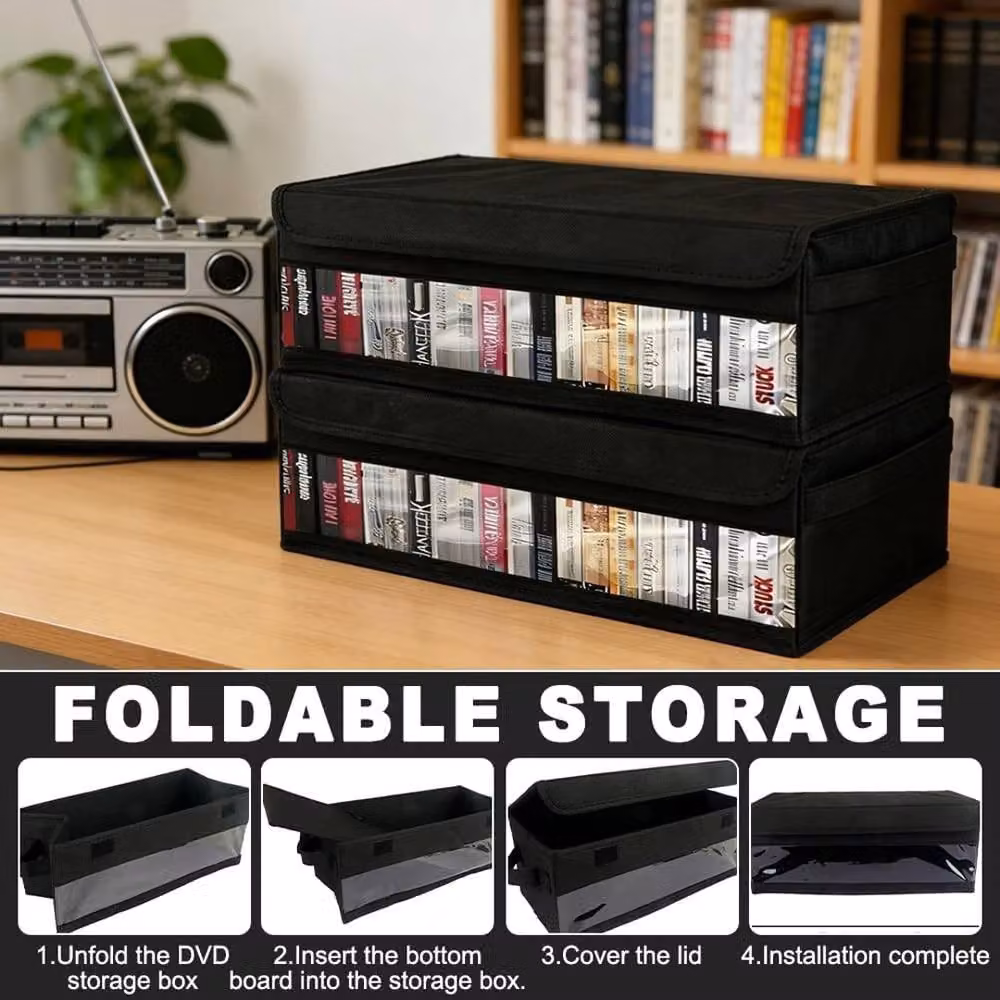 VOGREX 3-Piece Large CD/DVD Storage Case Set in Black, Holds 165 Discs Each – 5