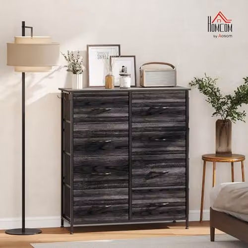 HOMCOM Black Modern Chest of Drawers with 8 Fabric Drawers for your Bedroom – 2