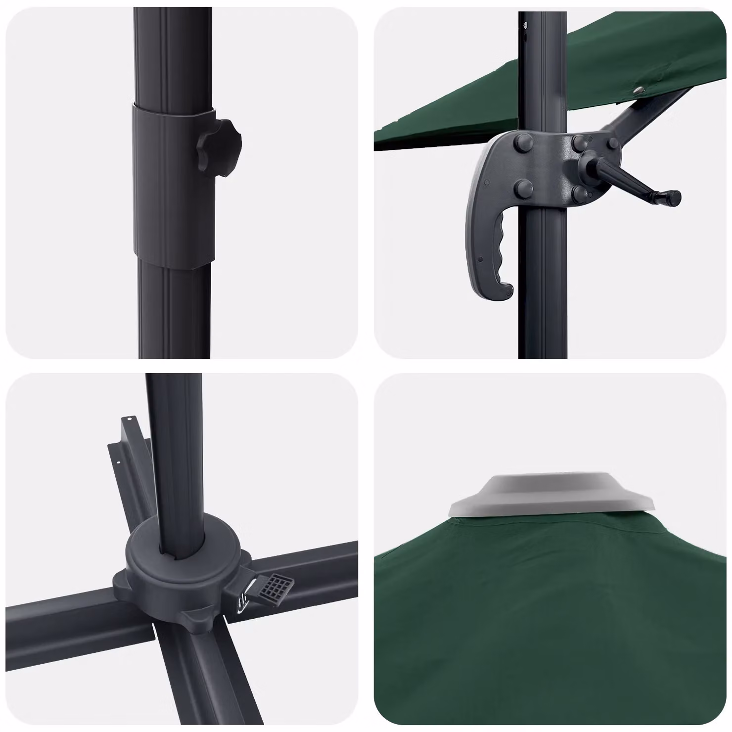 Berkfield Home Roma Cantilever Parasol in Green Aluminium, W/D/H: 286 x 285 x 265 cm – 3