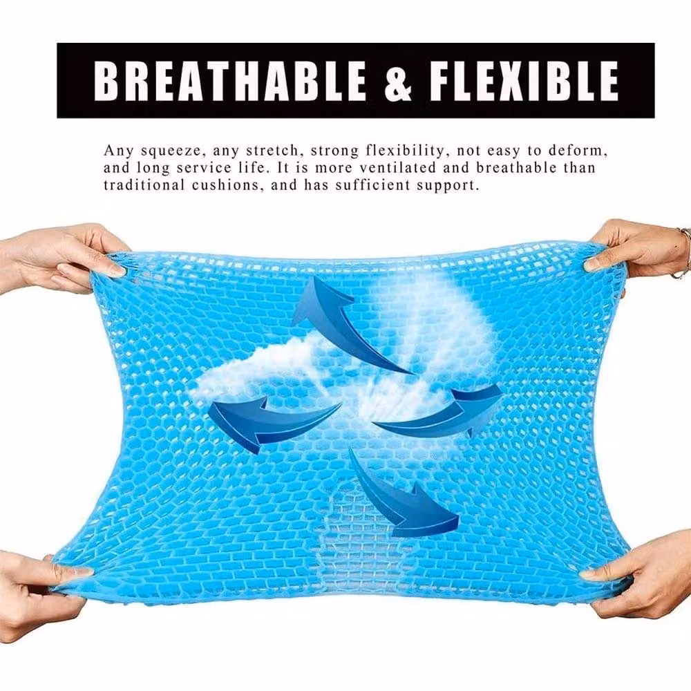 NESTLUNE Large Blue Gel Seat Cushion for Lower Back Pain Relief, W: 120 cm, D: 90 cm, H: 3.048 cm – 4